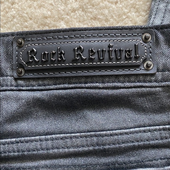 Rock revival NWT silver moto zippered skinny leg jeans - Picture 8 of 12